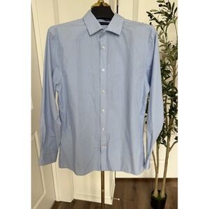 Tommy Hilfiger Mens Shirt Blue L Plaid All Season  Slim Fit